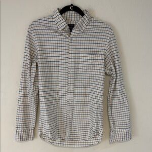 J. Crew White and Blue Casual Button Down Shirt